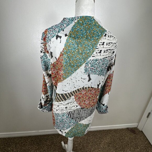 IC by Connie K Women's S Asymmetric Hem Blazer Jacket Multi Geometric EUC - Picture 9 of 14